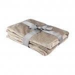 Polyester fleece deken met logo kleur beige