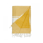 Handdoek pareo met badstof decoratie kleur geel eerste weergave