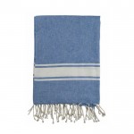 Handdoek pareo met badstof decoratie kleur blauw vierde weergave