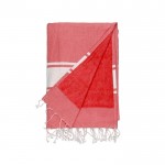 Handdoek pareo met badstof decoratie kleur rood eerste weergave