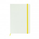 Bedrukt notitieboekje met elastieksluiting kleur geel