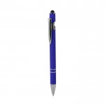 Gerecycled aluminium pen met rubberen afwerking en stylus kleur blauw eerste weergave