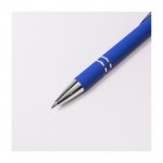 Gerecycled aluminium pen met rubberen afwerking en stylus kleur blauw tweede weergave