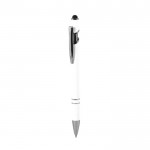 Gerecycled aluminium pen met rubberen afwerking en stylus kleur wit eerste weergave