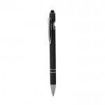 Gerecycled aluminium pen met rubberen afwerking en stylus kleur zwart eerste weergave