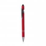 Gerecycled aluminium pen met rubberen afwerking en stylus kleur rood eerste weergave