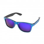 Imitatiehouten zonnebril met bedrukking kleur blauw derde weergave