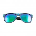 Imitatiehouten zonnebril met bedrukking kleur blauw