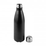 Gerecyclede roestvrijstalen fles met zilveren dop 750ml kleur zwart eerste weergave