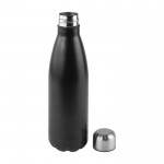 Gerecyclede roestvrijstalen fles met zilveren dop 750ml kleur zwart vierde weergave