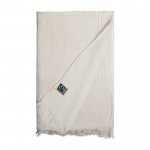 Fairtrade katoenen sjaal met harige randen 85 g/m2 kleur naturel eerste weergave