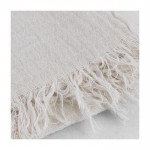 Fairtrade katoenen sjaal met harige randen 85 g/m2 kleur naturel derde weergave
