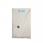 Fairtrade katoenen sjaal met harige randen 85 g/m2 kleur naturel met afdrukgebied
