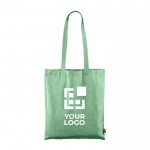 Fairtrade GRS-katoenen tas met lange hengsels 120 g/m2 kleur groen met afdrukgebied