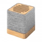 Gerecycled polyester en bamboe draadloze speaker met USB 3W kleur grijs eerste weergave