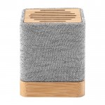 Gerecycled polyester en bamboe draadloze speaker met USB 3W kleur grijs tweede weergave