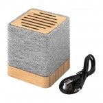 Gerecycled polyester en bamboe draadloze speaker met USB 3W kleur grijs derde weergave