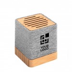 Gerecycled polyester en bamboe draadloze speaker met USB 3W kleur grijs met afdrukgebied