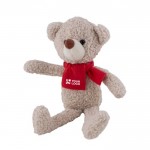 Teddybeer met rode sjaal om te personaliseren kleur naturel met afdrukgebied