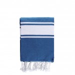 Twee-kleurige pareo handdoek van katoen en polyester 200 g/m2 kleur blauw met afdrukgebied