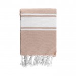 Twee-kleurige pareo handdoek van katoen en polyester 200 g/m2 kleur beige eerste weergave