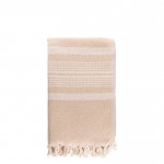 Pareo handdoek van gerecycled katoen met gestreept design 200 g/m2 kleur beige met afdrukgebied