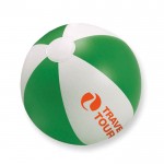 Reclame strandbal voor bedrijven kleur groen vierde weergave met logo