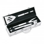 Aluminium koffer met BBQ-accessoires kleur zilver