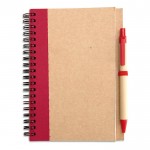 Notitieboekje van gerecycled papier met kleurdetail kleur rood