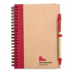 Notitieboekje van gerecycled papier met kleurdetail kleur rood vierde weergave met logo