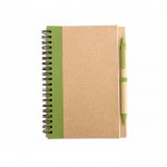 Notitieboekje van gerecycled papier met kleurdetail kleur limoen groen