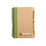 Notitieboekje van gerecycled papier met kleurdetail kleur limoen groen vierde weergave met logo