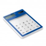 Transparante rekenmachines voor reclame kleur blauw derde weergave