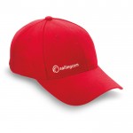 Caps voor bedrijfsmerchandising kleur rood vierde weergave met logo