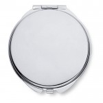 Verchroomd spiegeltje met logo kleur glanzend zilver vierde weergave