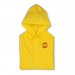Te bedrukken plastic regenjas kleur geel vierde weergave met logo