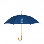 Bedrukte paraplu van 23” met houten handvat weergave met jouw bedrukking