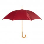 Te bedrukken paraplu van 23” met houten handvat kleur bordeaux
