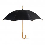 Te bedrukken paraplu van 23” met houten handvat kleur zwart tweede weergave