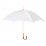 Te bedrukken paraplu van 23” met houten handvat kleur wit