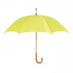 Te bedrukken paraplu van 23” met houten handvat kleur geel derde weergave