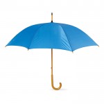 Te bedrukken paraplu van 23” met houten handvat kleur koningsblauw