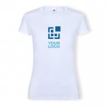 Wit t-shirt van katoen 140 g/m2 voor dames Fruit Of The Loom met jouw bedrukking