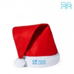Rode en witte kerstman polyester hoed voor kinderen met jouw bedrukking