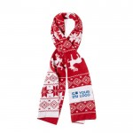 Rode en witte kerstontwerp acryl polyester sjaal met jouw bedrukking