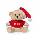 Teddybeer met kerstmuts en personaliseerbaar shirt met jouw bedrukking
