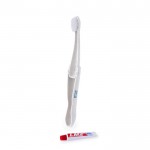 Opvouwbare tarweriet tandenborstel met tandpasta met jouw bedrukking