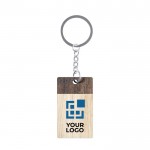 Rechthoekige houten sleutelhanger weergave met jouw bedrukking