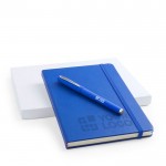 Set aan notitieboekje, pen en etui weergave met jouw bedrukking