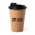 Kurken koffiebeker met logo 350 ml weergave met jouw bedrukking